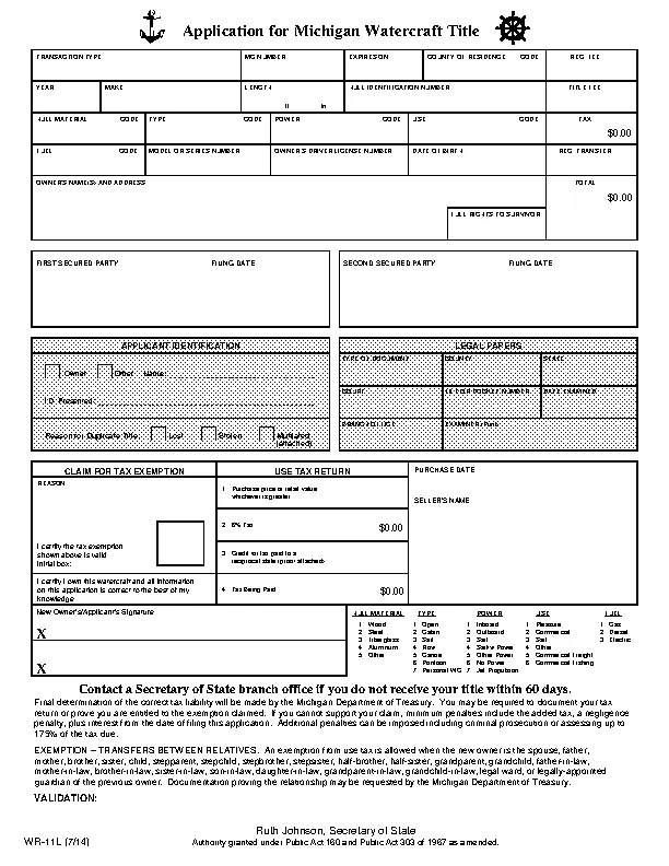 Application for Michigan Watercraft Title - PDFSimpli