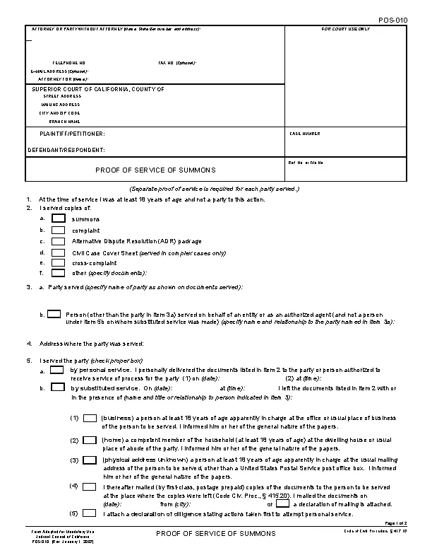 CA Proof of Service - PDFSimpli