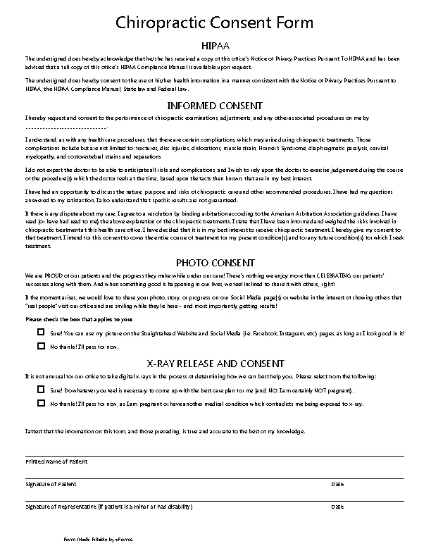 Chiropractic Hipaa Consent Form