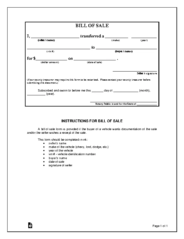 Iowa Motor Vehicle Bill Of Sale PDFSimpli