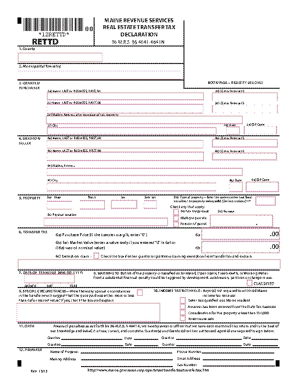 Maine Real Estate Transfer Tax Form
