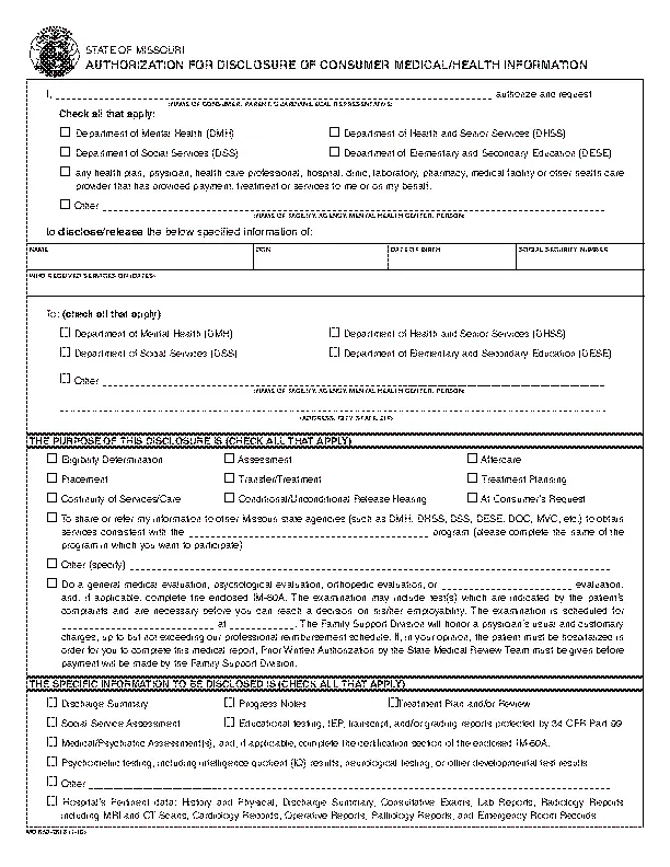 Missouri Hipaa Authorization Form