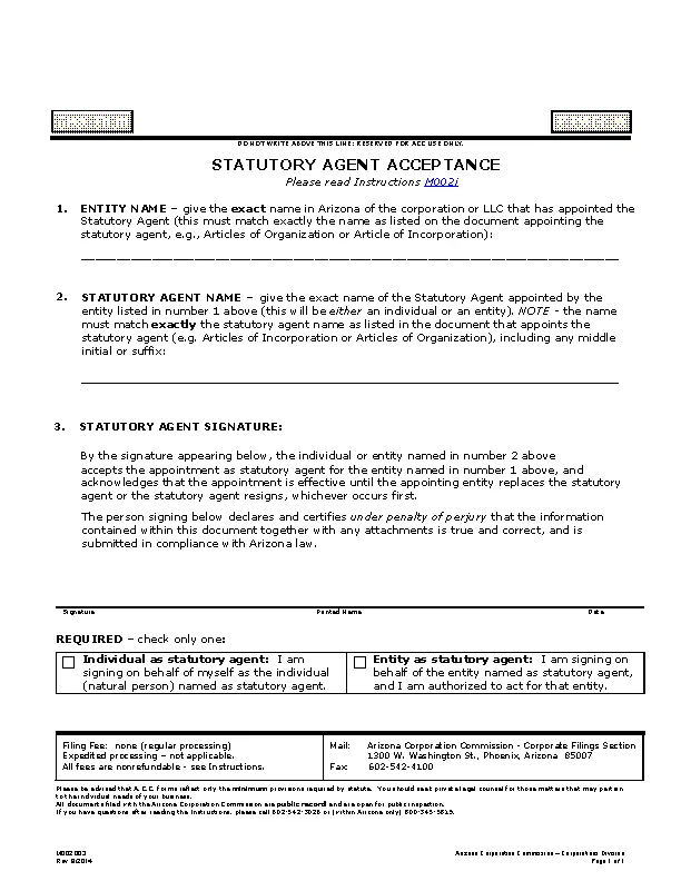 Statutory Agent Acceptance - PDFSimpli