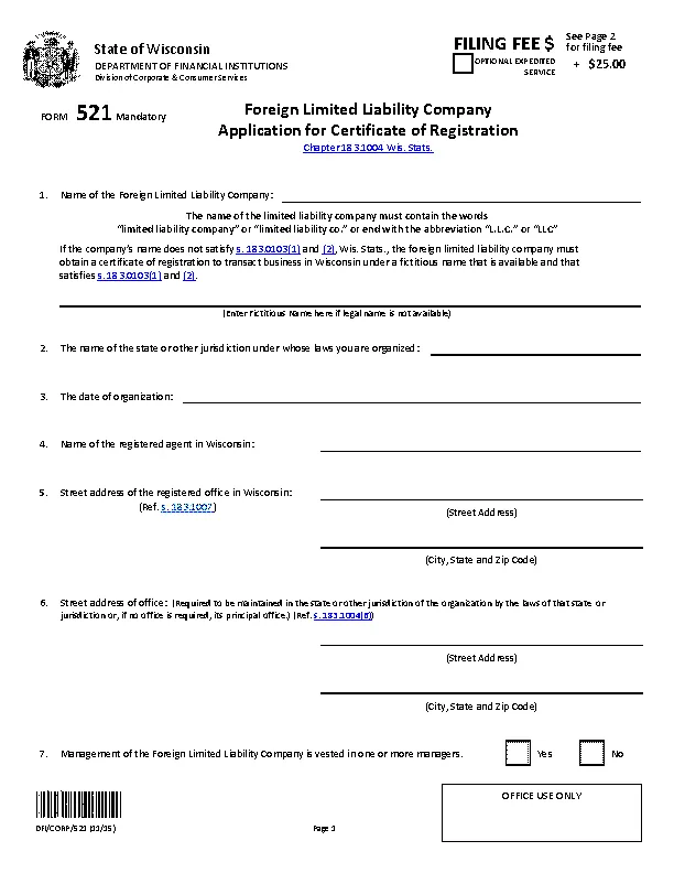 Wisconsin Certificate Of Registration