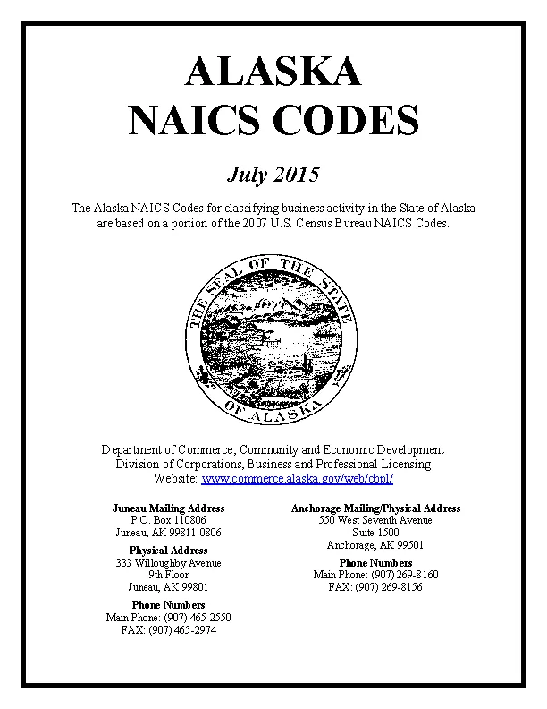 Alaska Naics Codes