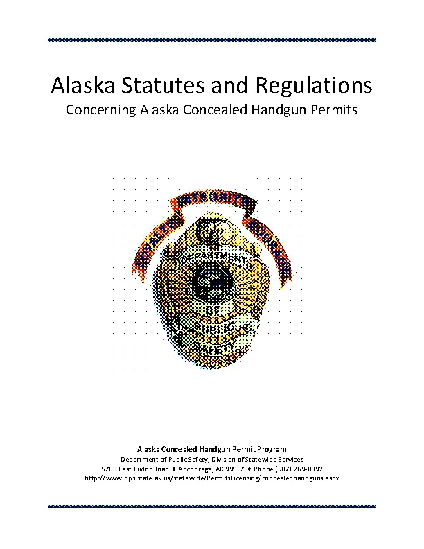 alaska statutes and regulations concerning alaska concealed handgun