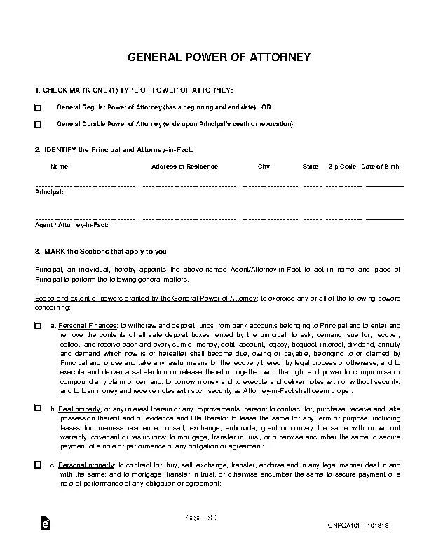 arizona general power of attorney form - PDFSimpli