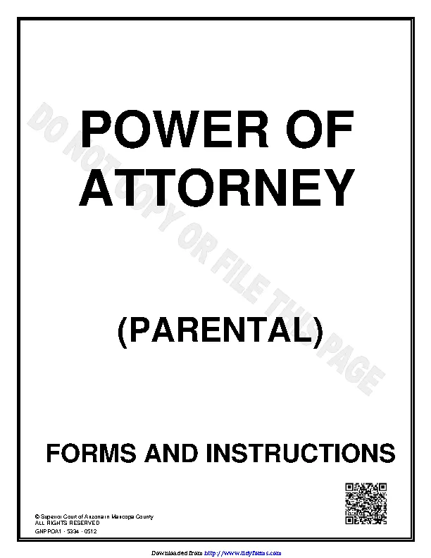 Arizona Parental Power Of Attorney Form