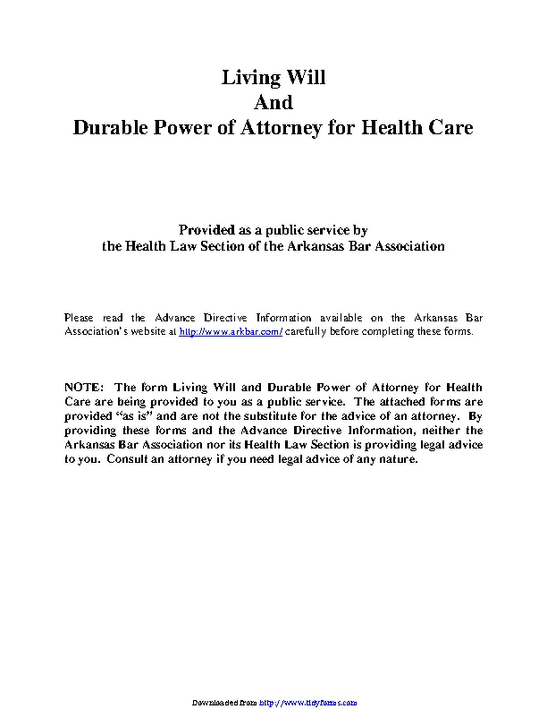 Arkansas Advance Health Care Directive Form