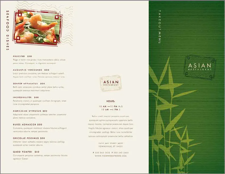 Asian Restaurant Take Out Brochure Template