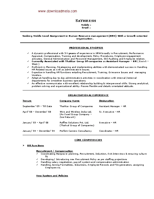 assistant-manager-hr-sample-resume-pdfsimpli