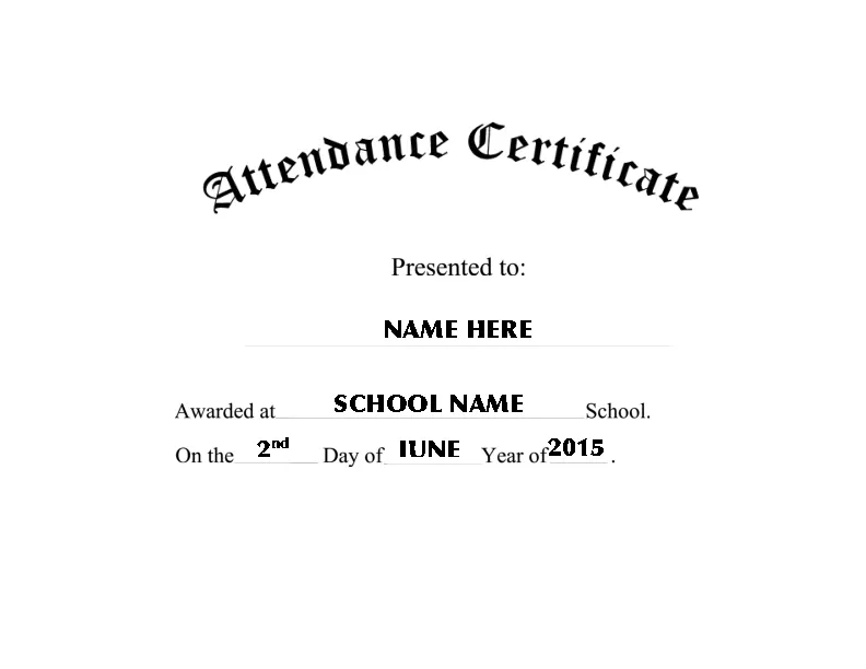 Attendance Certificate Free Template Geographics