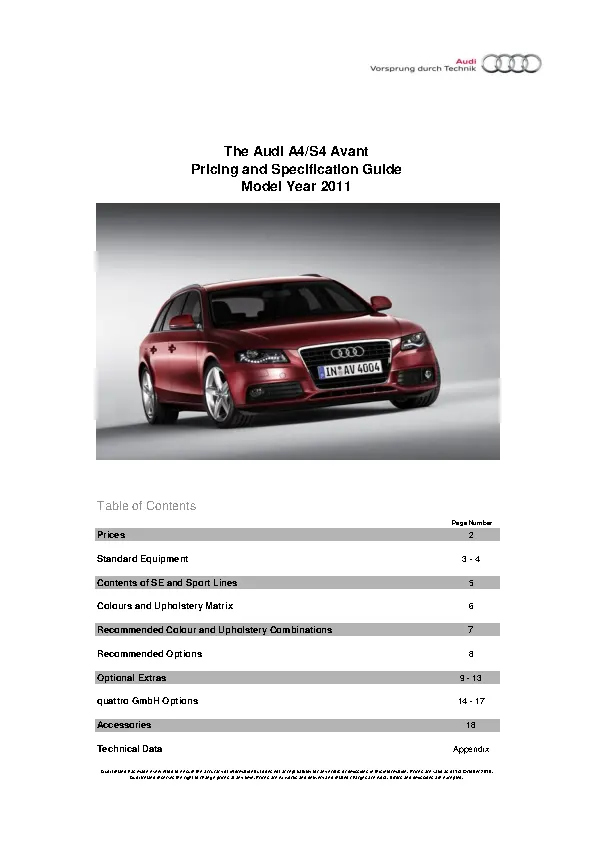 Audi Users Manual Sample