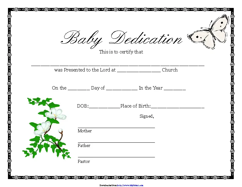 Baby Dedication Certificate 1