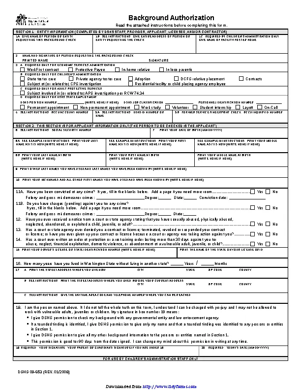 Background Check Form 1