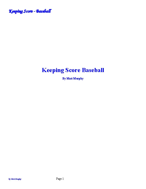 Baseball Keeping Scorecard