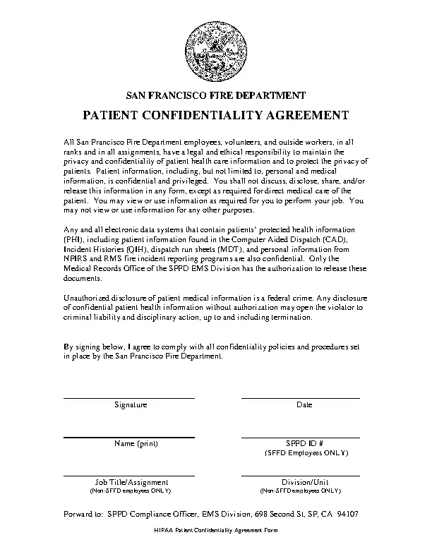 Basic Patient Confidentiality Agreement
