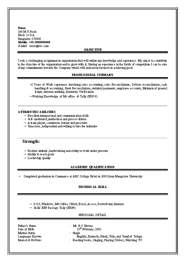 Bcom Graduate Resume1 - PDFSimpli