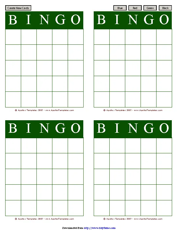 Bingo Card Template 2