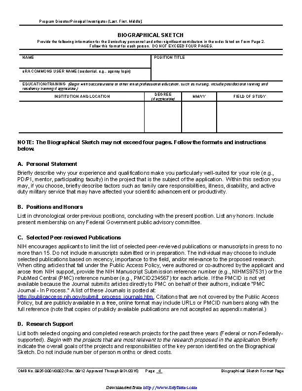 Biographical Sketch Sample 1 PDFSimpli