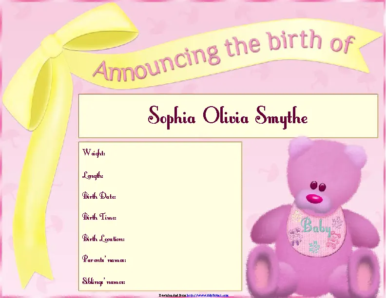 Birth Announcement Template 1