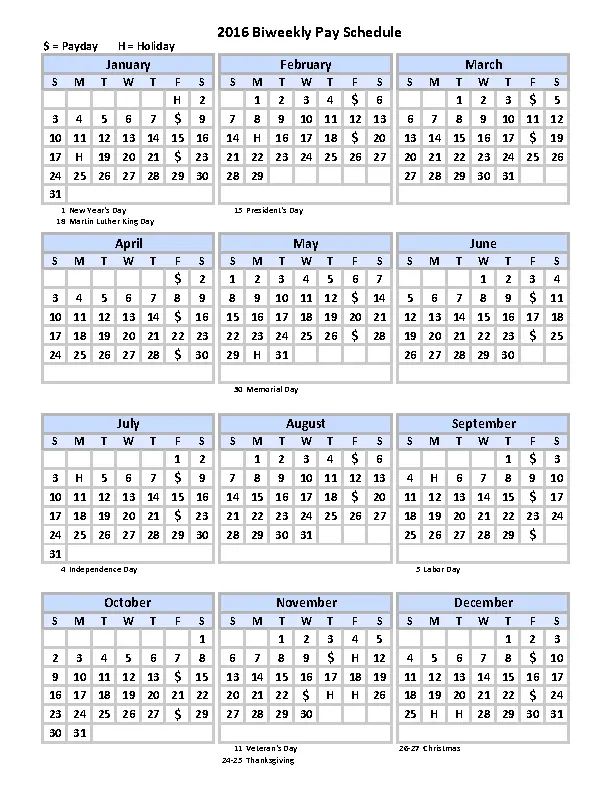 Biweekly Payroll Schedule Calendar Template PDFSimpli