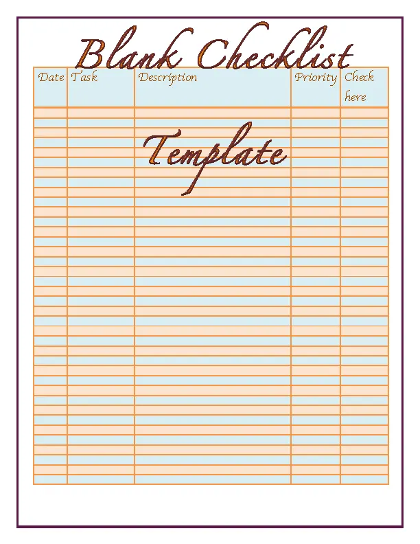 Blank Checklist Template