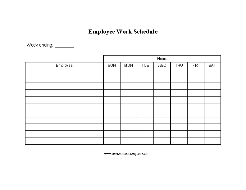 Blank Employee Daily Work Schedule Template Word Doc