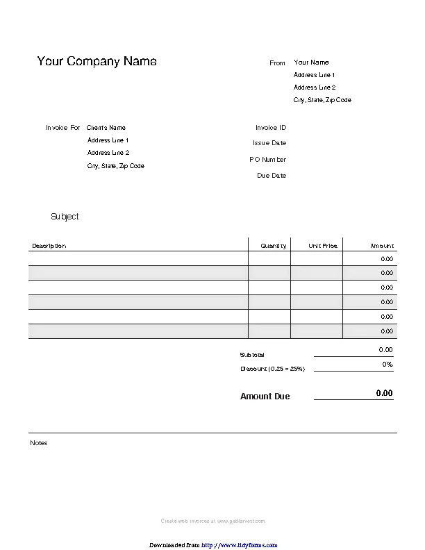 Blank Invoice Template 1 - PDFSimpli