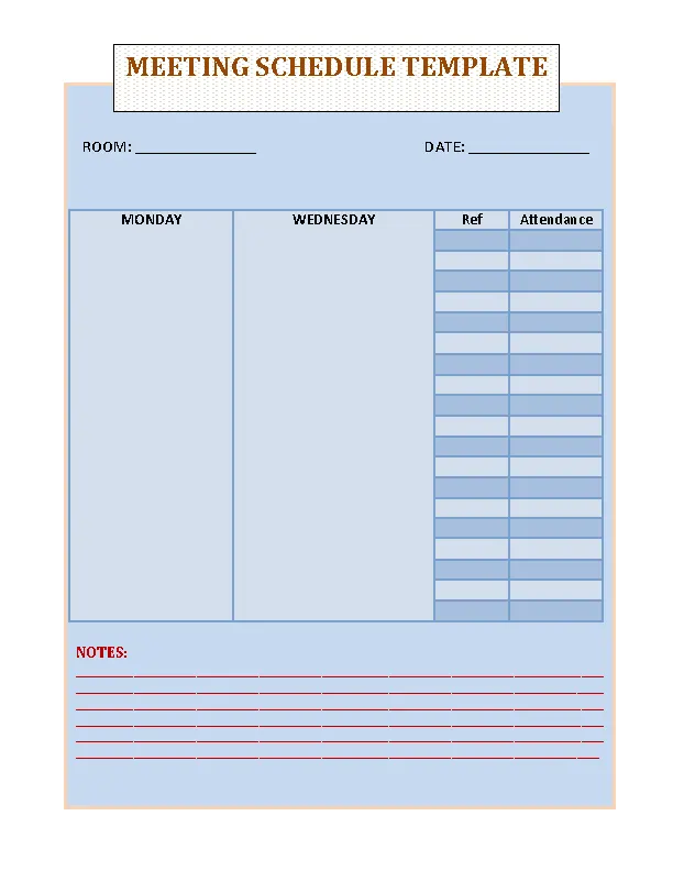 Blank Meeting Schedule Template Free Download PDFSimpli