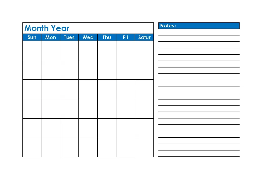 Blank Monthly Calendar Template Download