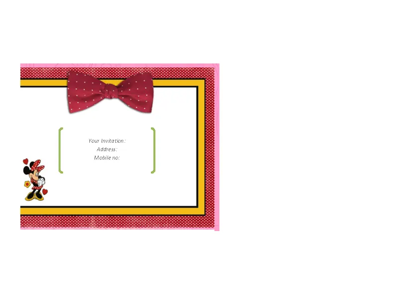 Blank Red Invitation With Mickey