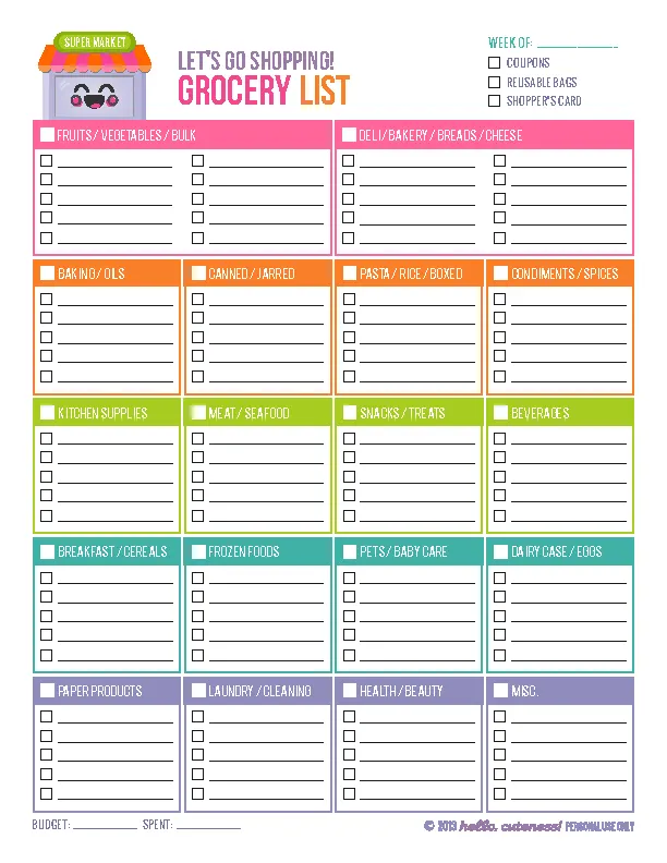 Blank Shopping List Template - PDFSimpli