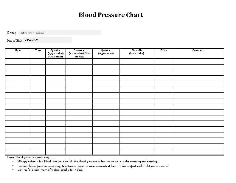 Blood Pressure Chart PDFSimpli