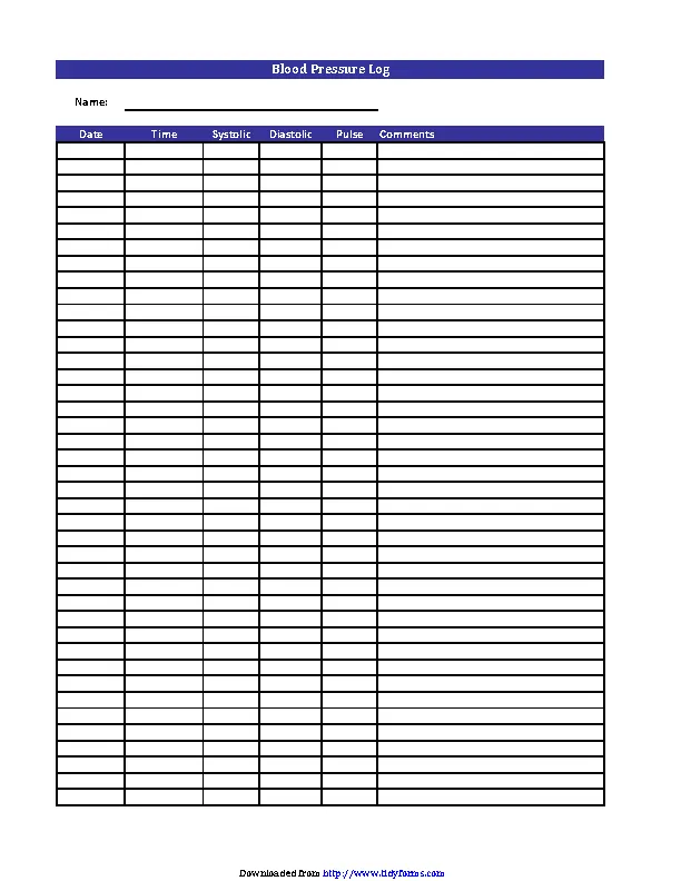 Blood Pressure Log PDFSimpli