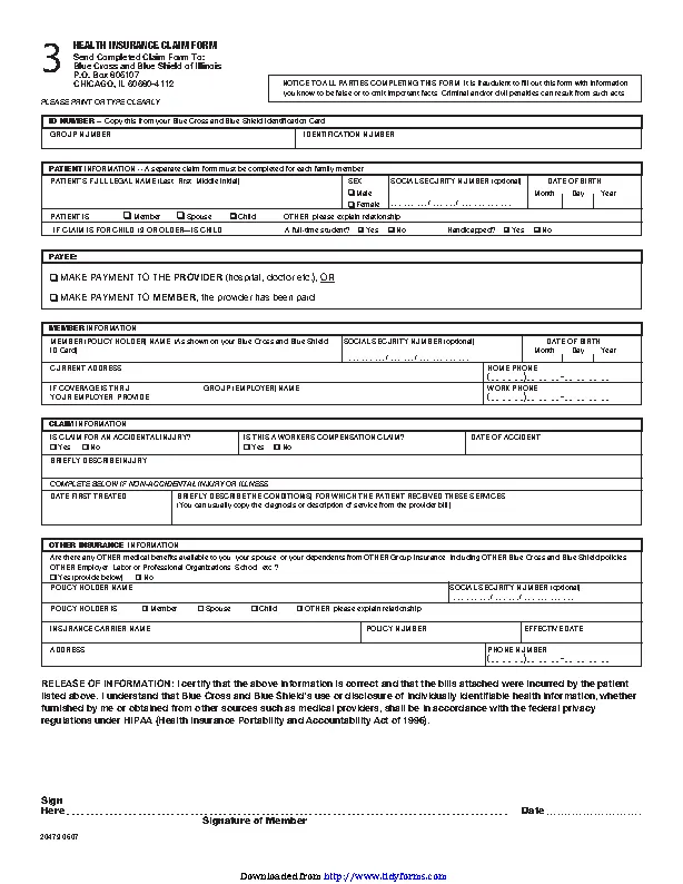 Blue Cross Blue Shield Association Medical Claim Form 2 Pdfsimpli 1033