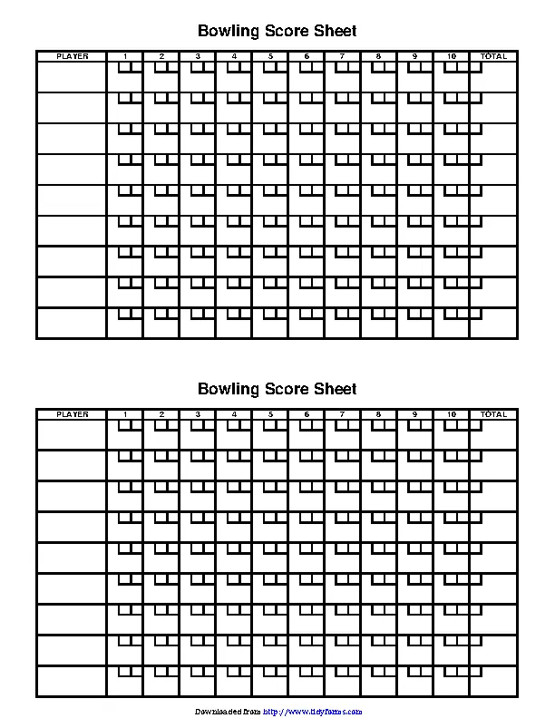 Bowling Score Sheet 3
