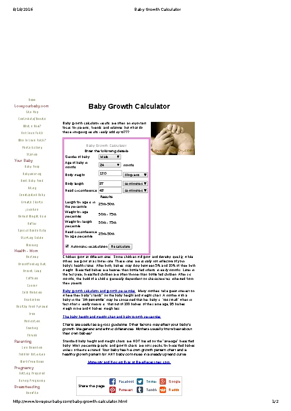 Breastfed Baby Growth Calculator