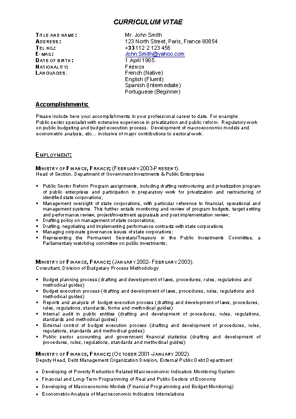 Brief Drafter Resume