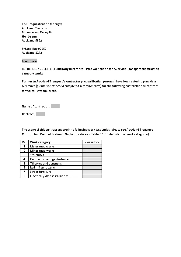 Business Construction Reference Letter