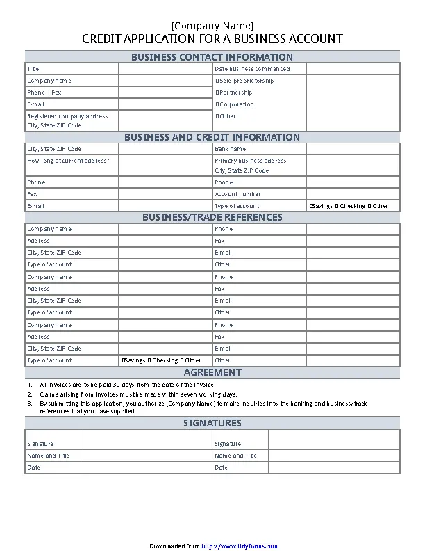 Business Credit Application 1