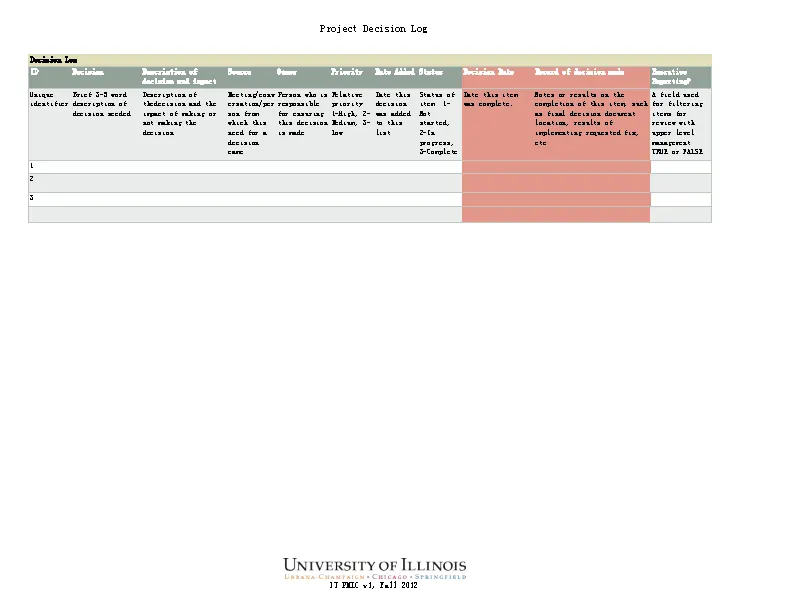 Business Decision Log Template - PDFSimpli