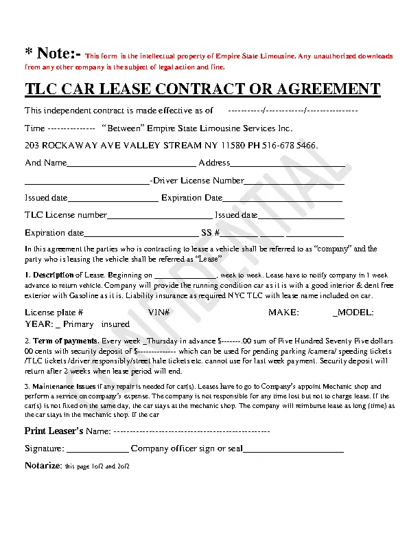 Business Lease Example