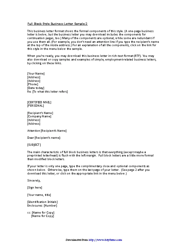 Business Letter Template 3