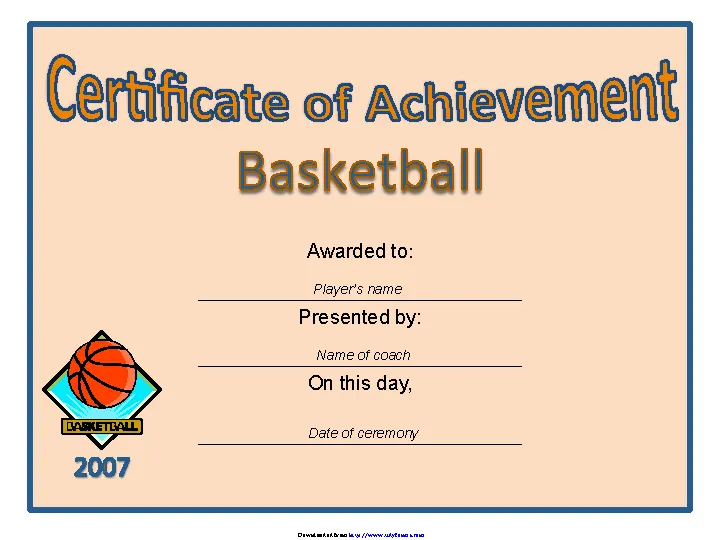 Certificate Of Achievement Basketball