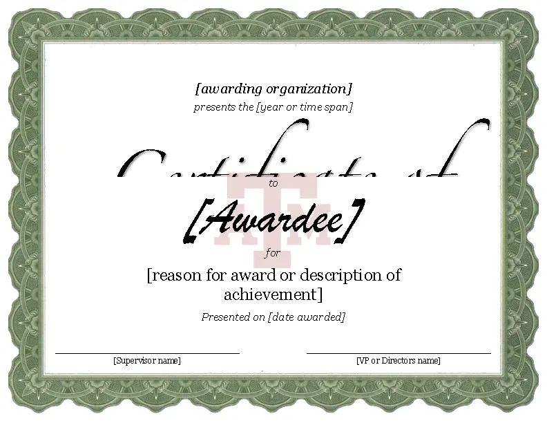 Certificate Of Achievement In Running
