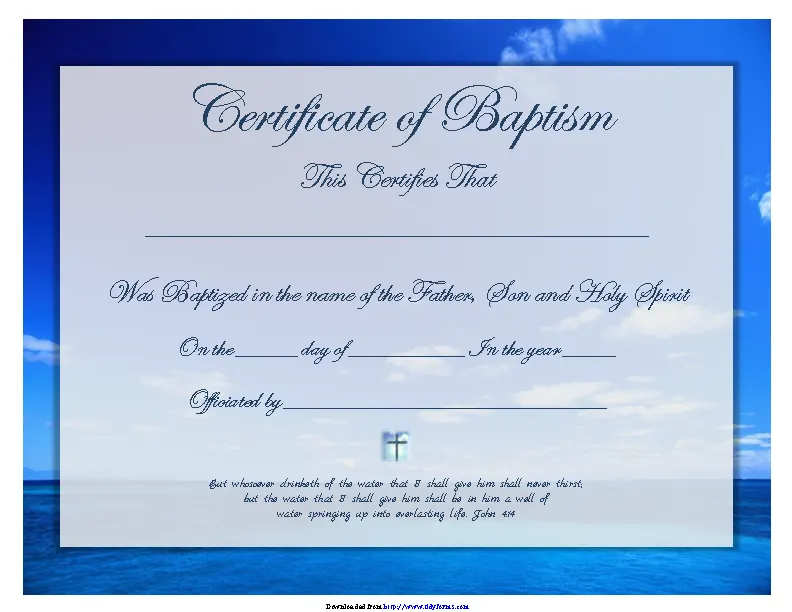 Certificate Of Baptism