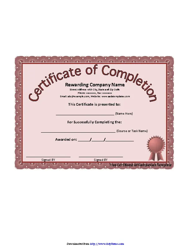 Certificate Of Completion Template 3