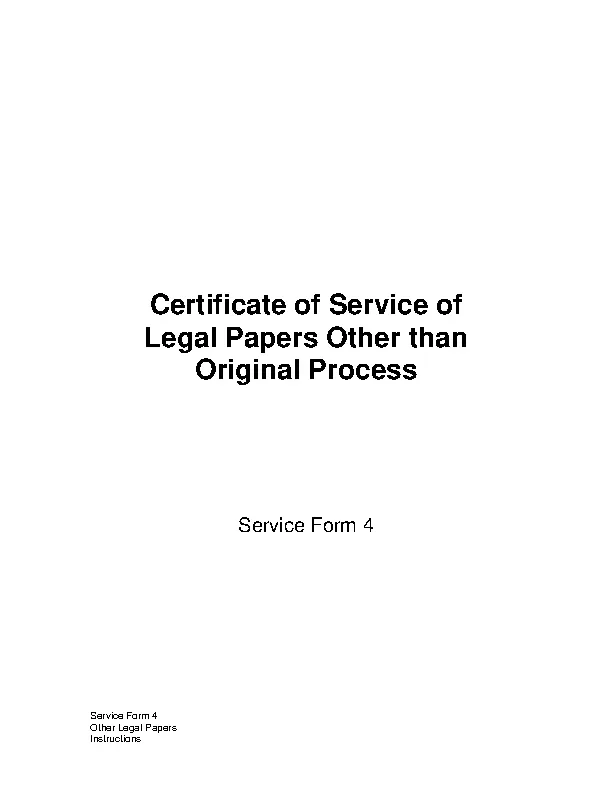 Certificate Of Legal Service Template