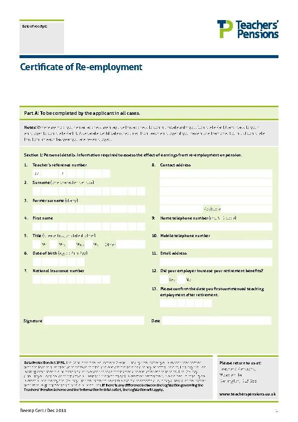 Certificate Of Re Employment Template